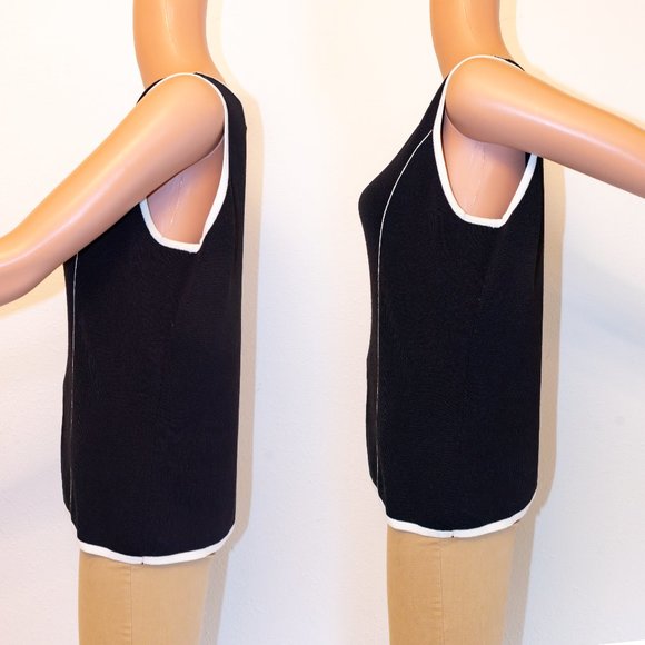 Contrast Detail Black Knit Sleeveless Blouse | Grace Dane Lewis | Size L - Picture 3 of 13